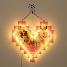 Load image into Gallery viewer, Personalized Wooden Photo Board Heart Shaped Photo Collage With Led Light
