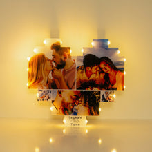 Load image into Gallery viewer, Personalized Wooden Photo Board Heart Shaped Photo Collage With Led Light
