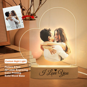 Personalized Heart Shape Night Lamp With Photo And Text