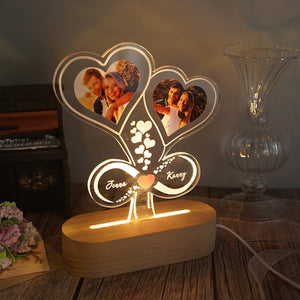 Custom Photo Heart Infinity Display Base Lamp