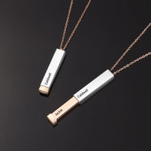 Load image into Gallery viewer, vertical bar pendant necklace engraved
