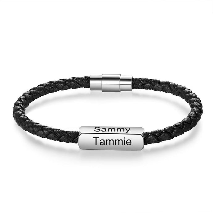 personalized mens leather bracelet
