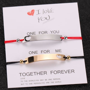 Personalized Couple Bracelets for Women Men His and Hers Nameplate