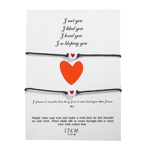 2pcs/set Heart Rope Couple Bracelets Set For Women&Men Fashion Adjustable Sweet Love Bracelet Friend Bangles Bijoux Jewelry