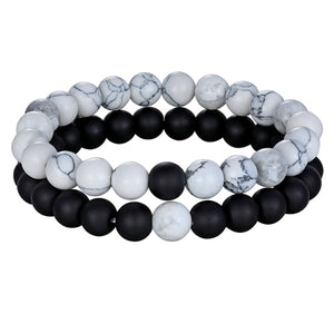 Natural Stone Yoga Beaded Distance Bracelet for Couples