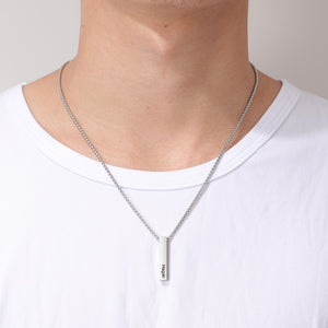 Personalized 4 Sides Engraving Name Men Necklaces