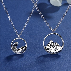 Couple Mountain & Sea Promise Dusk Love Set Pendant Necklace