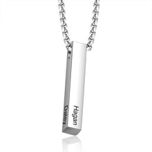Load image into Gallery viewer, JewelOra Personalized 4 Sides Engraving Name Men Necklaces Customized 3 colors Stainless Steel Vertical Bar Pendant for Fathers
