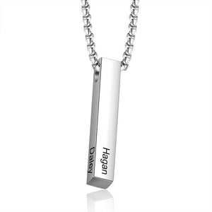 Personalized 4 Sides Engraving Name Men Necklaces