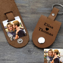 Load image into Gallery viewer, Personalized Photo &amp; Text Leather Keychain
