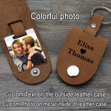 Load image into Gallery viewer, Personalized Photo &amp; Text Leather Keychain
