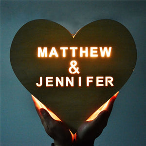 Personalized Love Heart LED Night Light for Couples