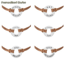 Load image into Gallery viewer, Personalized Master Custom Bracelet Stainless Steel Bracelets Adjustable Leather Engrave Encourage Text Letter Bracelet Jewelry
