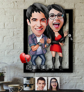 Personalized Couple Caricature OF 3D Wood