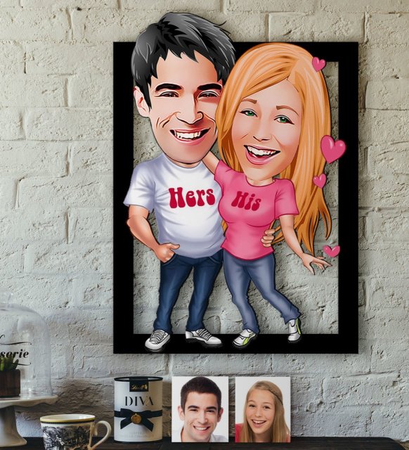 Personalized Valentine Caricature OF 3D Wood