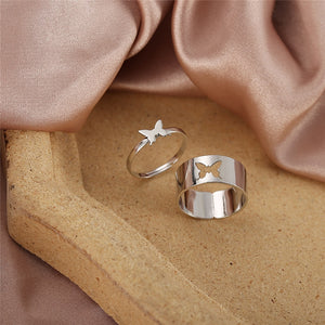 Trendy Gold Butterfly Rings For Women Men Lover Couple Rings Set Friendship Engagement Wedding Open Rings 2021 Jewelry