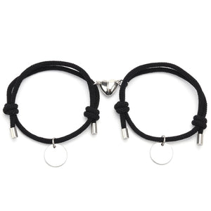 2pcs/set Custom Initials Couple Magnetic Heart Bracelets