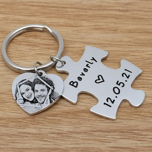 Couples Personalized Puzzle Keychains