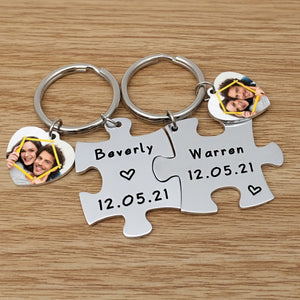 Couples Personalized Puzzle Keychains