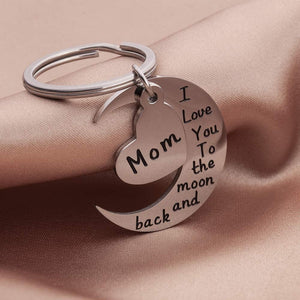 Personalized I Love You To The Moon and Back Key Chain For Mom